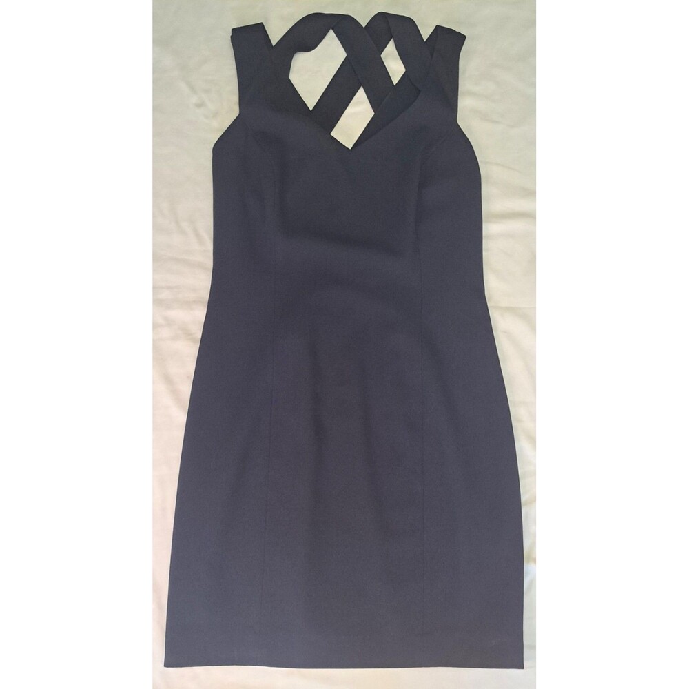 Laundry by Shelli Segal Navy Blue Sheath Dress V-Neck Sleeveless Size 6 Classic